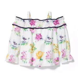 LIKE NEW Janie and Jack Cold Shoulder Floral Top & Rose Button Ponte Pant